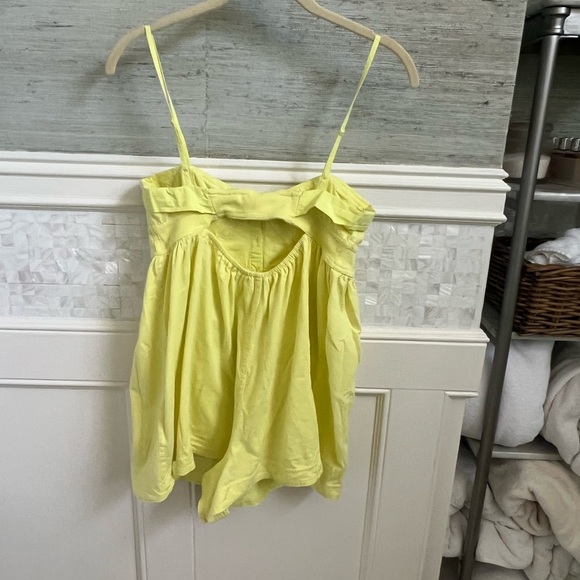 NWT new small Anthropologie clean cut romper shorts yellow tiny FLAW - Picture 8 of 17